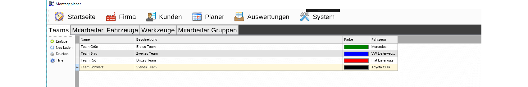 Firmendaten Teams